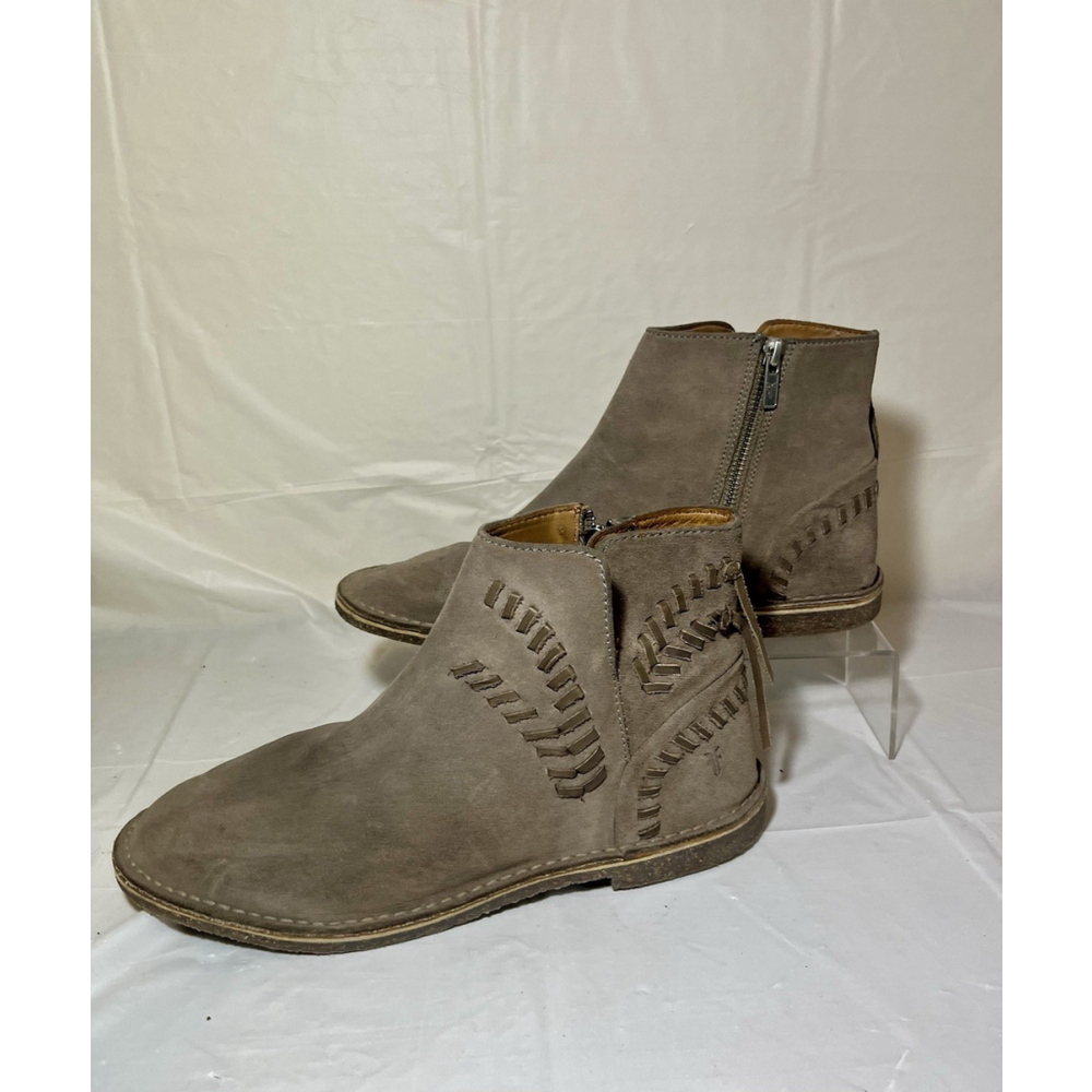 Frye Sierra Whipstitch Suede Tan Boho Crepe Festival Bootie Size 9.5M - Picture 9 of 11